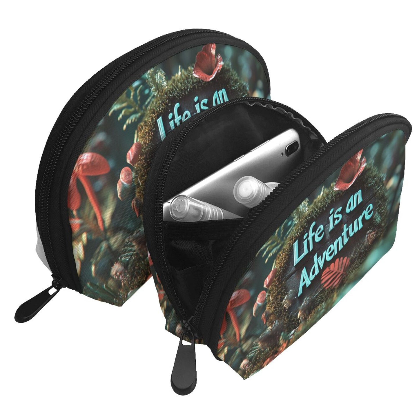 Forest Adventure-Themed Cosmetic Bag Set|Portable Travel Makeup Pouches – "Life is an Adventure"