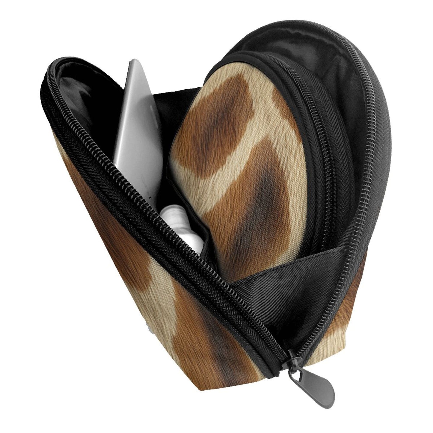 Cowhide Pattern Makeup Bag Set|Animal Print Travel Cosmetic Pouch Duo|Water-Resistant Storage Bags