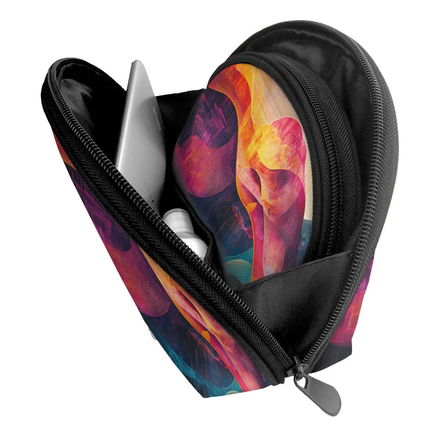 Abstract Art Makeup Bag Set|Colorful Wave Cosmetic Pouch Duo|Waterproof Travel Toiletry Organizer