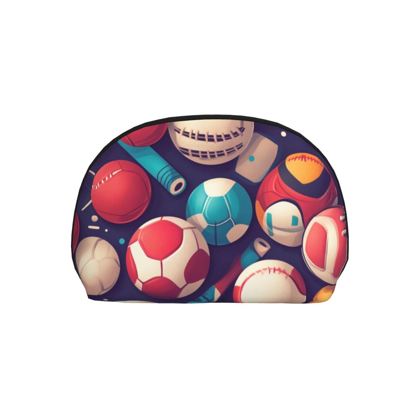 Sports Pattern Cosmetic Bag Set – 2 Sizes Travel Toiletry Organizer – 9"x6"x3.5" & 7.5"x5"x2.5" Zipper Makeup Pouch for Women & Girls