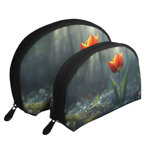 Tulip Blossom Makeup Bag Set｜Water-Resistant Travel Cosmetic Pouch Duo