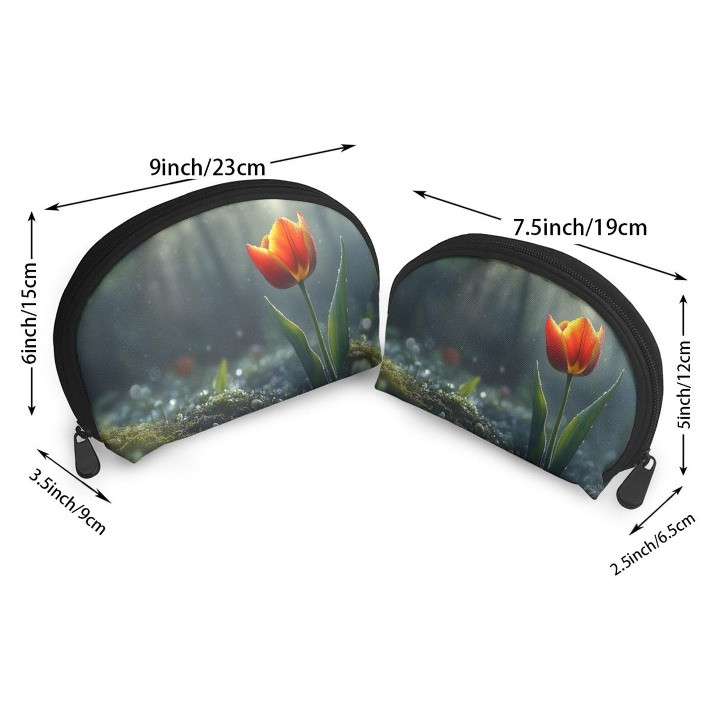 Tulip Blossom Makeup Bag Set｜Water-Resistant Travel Cosmetic Pouch Duo