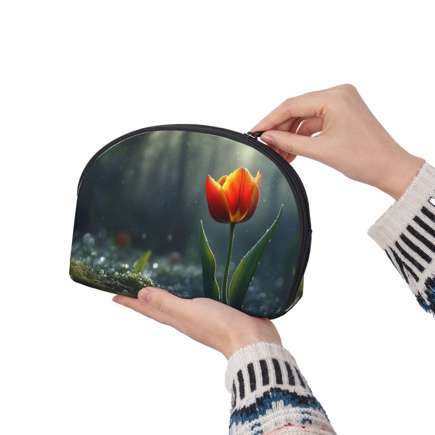 Tulip Blossom Makeup Bag Set｜Water-Resistant Travel Cosmetic Pouch Duo