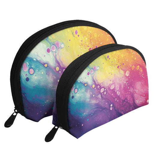 Colorful Fluid Art Makeup Bag Set｜Waterproof Travel Cosmetic Pouch Duo