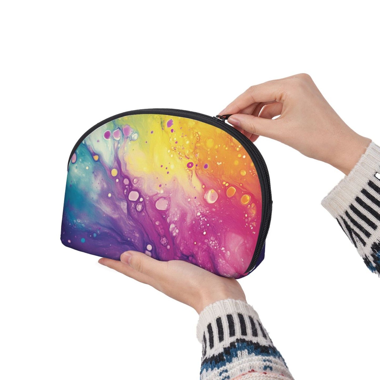 Colorful Fluid Art Makeup Bag Set｜Waterproof Travel Cosmetic Pouch Duo