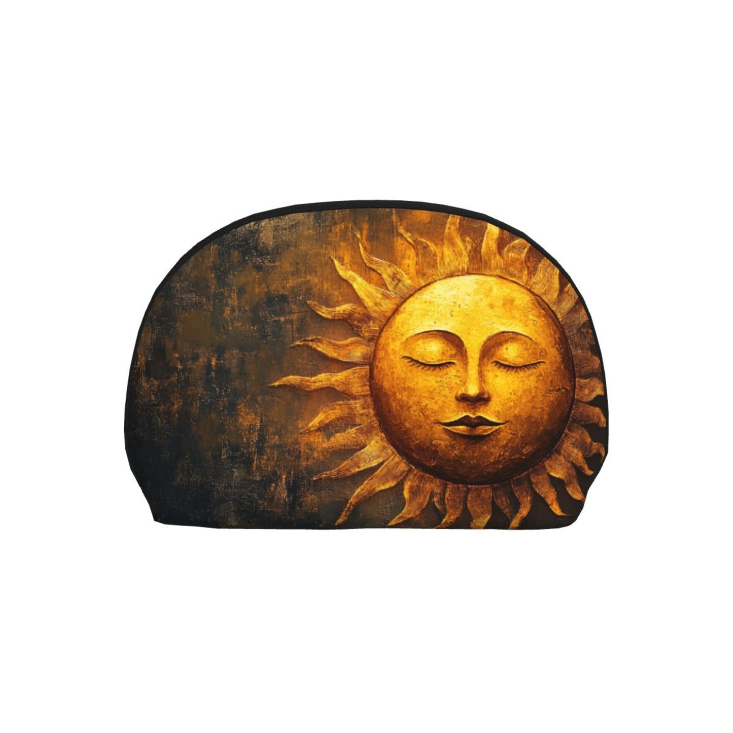 Vintage Gold Sun Cosmetic Bag Set｜Mystic Art Style Waterproof Travel Pouches