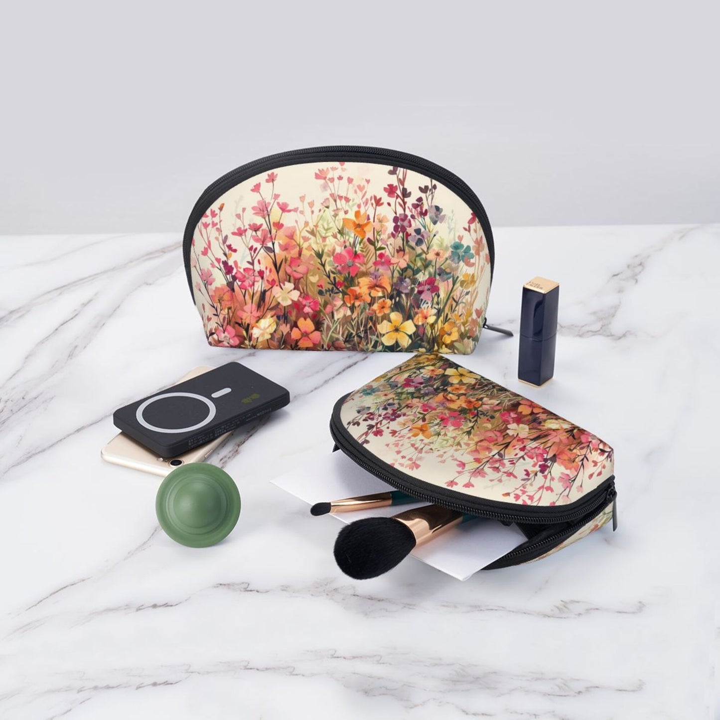 Floral Meadow Cosmetic Bag Set｜Chic Artistic Waterproof Makeup Pouches