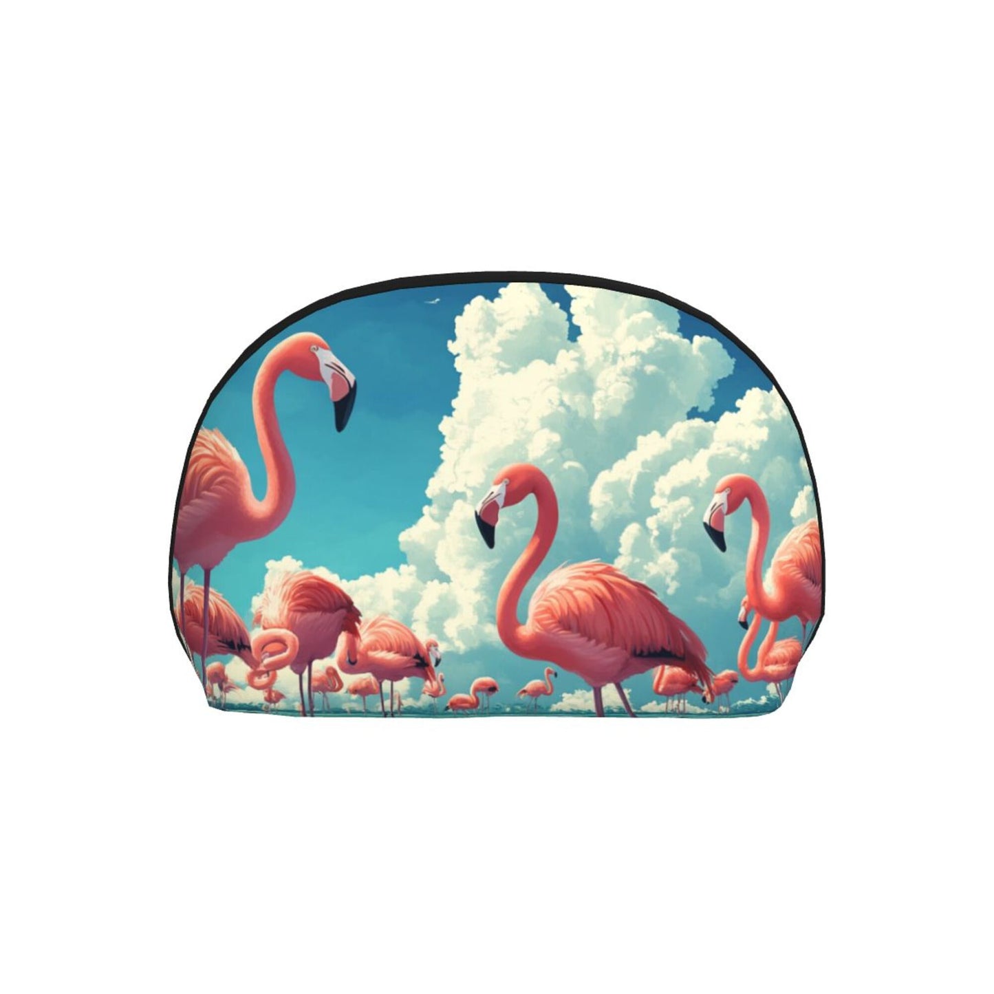 Flamingo Print Makeup Bag Set｜Tropical Sky Design｜Portable Cosmetic Storage Duo