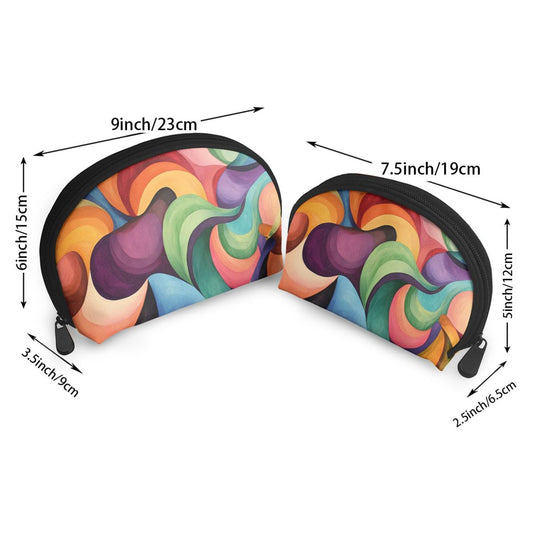 Abstract Art Makeup Bag Set｜Colorful Swirl Pattern Cosmetic Organizer｜Water-Resistant Pouch Duo