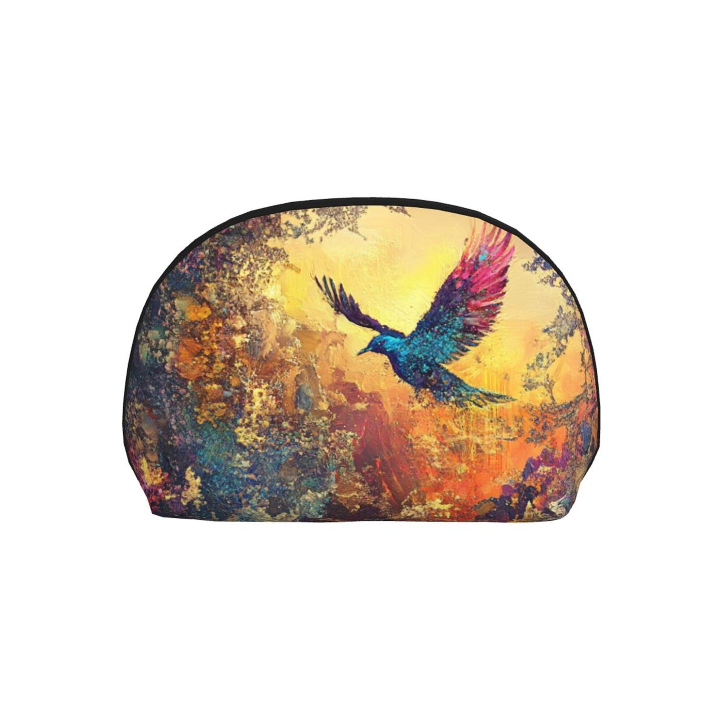 Flying Bird Abstract Makeup Bag Set｜Art-Inspired Travel Cosmetic Pouches｜Water-Resistant Organizer Duo