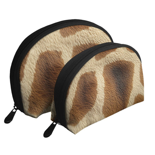 Cowhide Pattern Makeup Bag Set｜Animal Print Travel Cosmetic Pouch Duo｜Water-Resistant Storage Bags