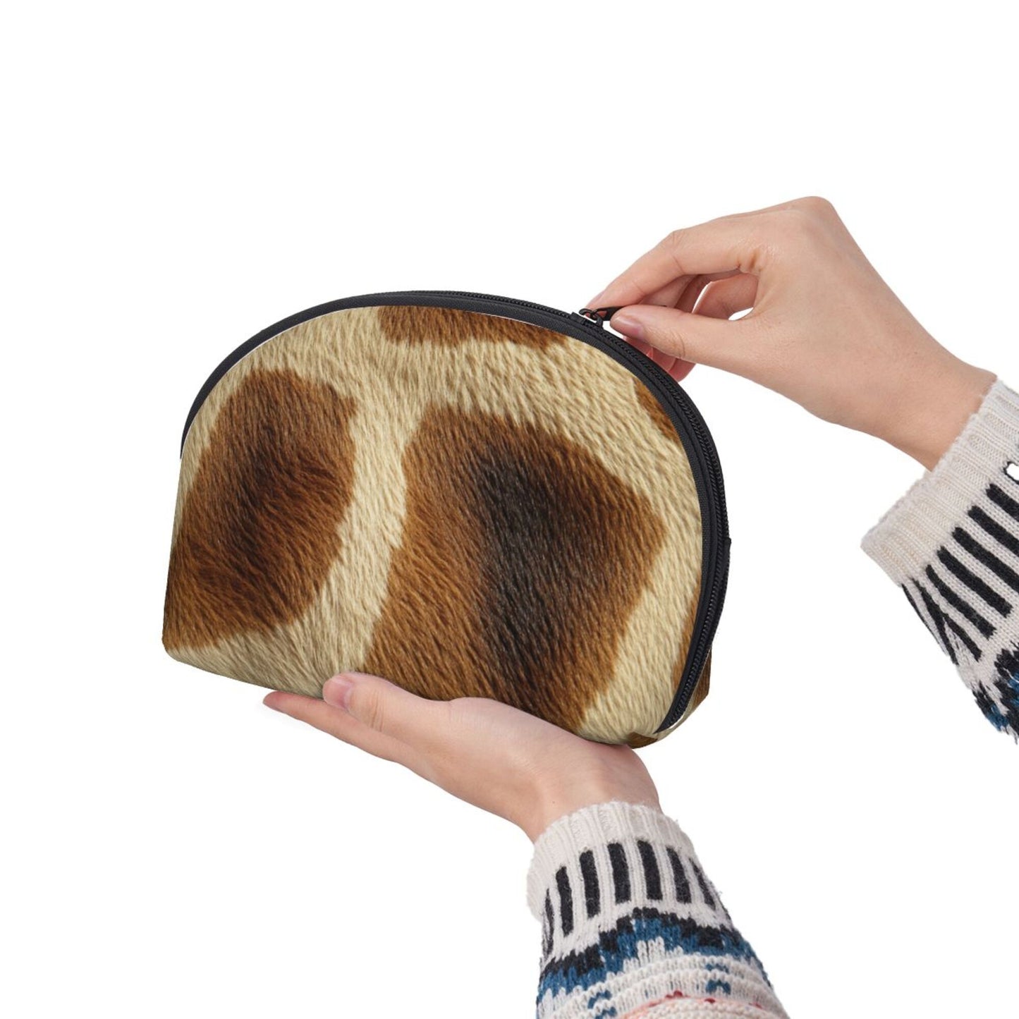 Cowhide Pattern Makeup Bag Set｜Animal Print Travel Cosmetic Pouch Duo｜Water-Resistant Storage Bags