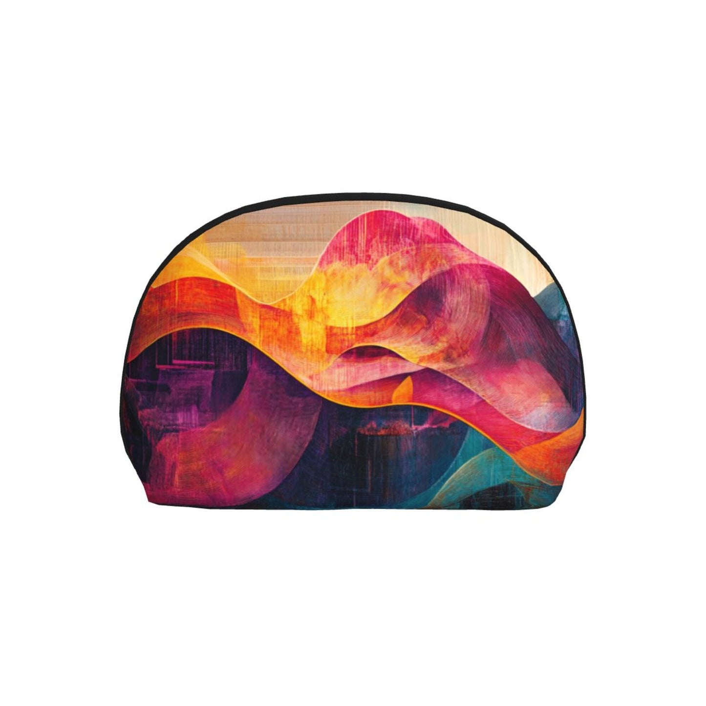 Abstract Art Makeup Bag Set｜Colorful Wave Cosmetic Pouch Duo｜Waterproof Travel Toiletry Organizer