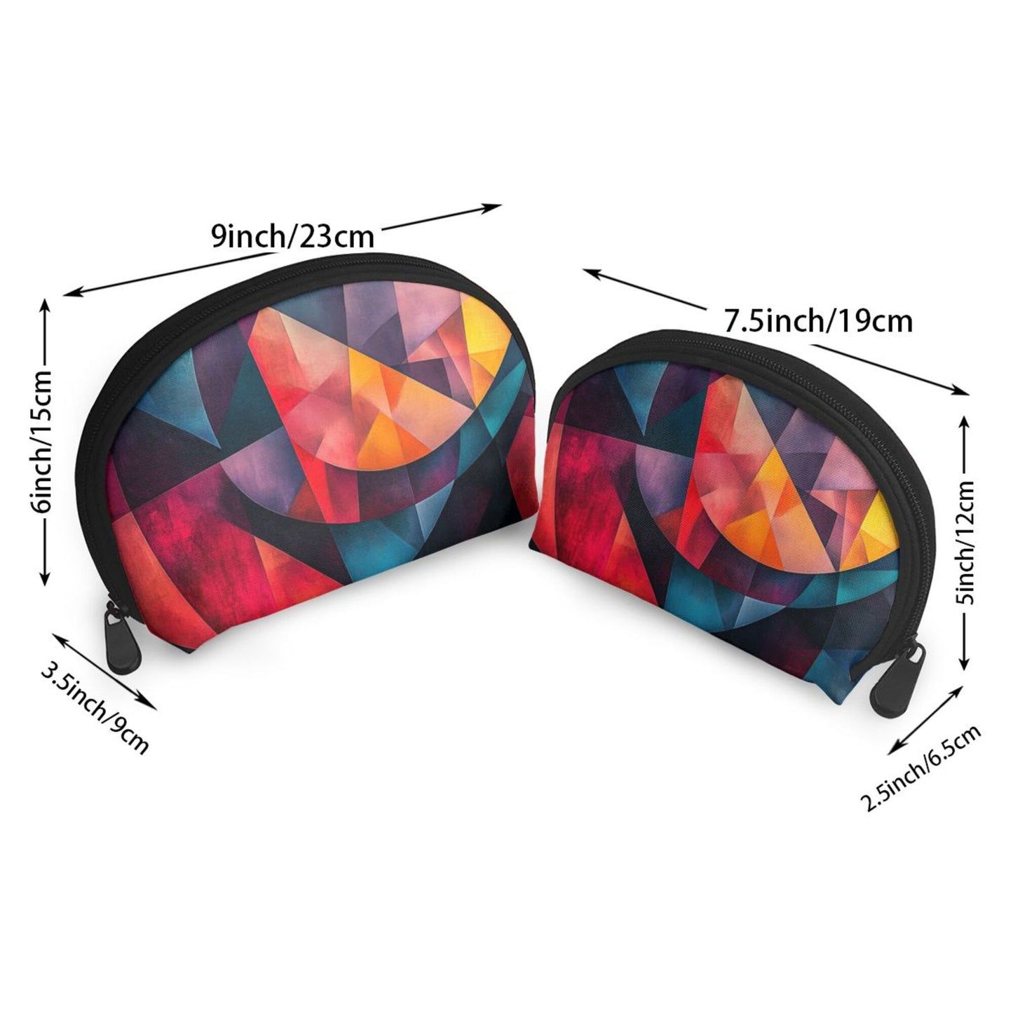Geometric Color Block Makeup Bag Set｜Modern Abstract Cosmetic Organizer Duo｜Waterproof Travel Toiletry Pouches