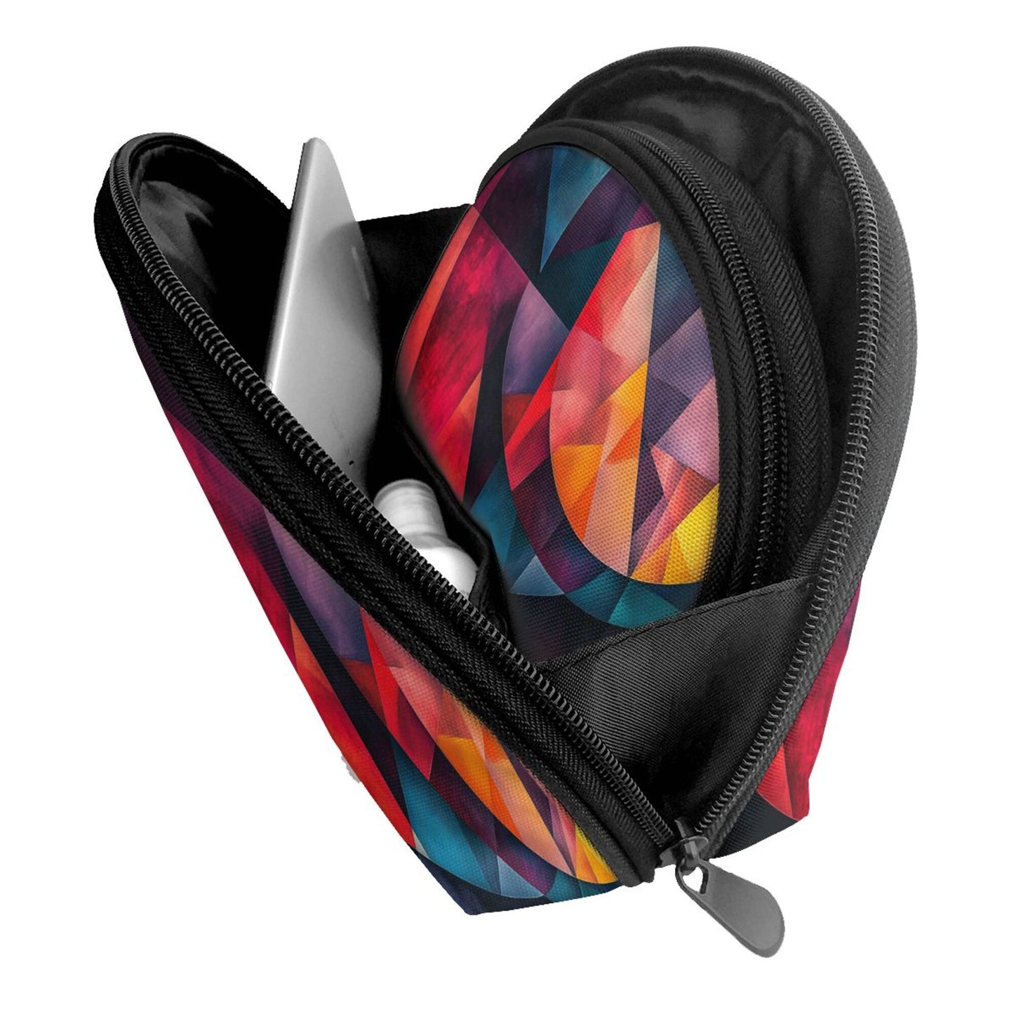 Geometric Color Block Makeup Bag Set｜Modern Abstract Cosmetic Organizer Duo｜Waterproof Travel Toiletry Pouches