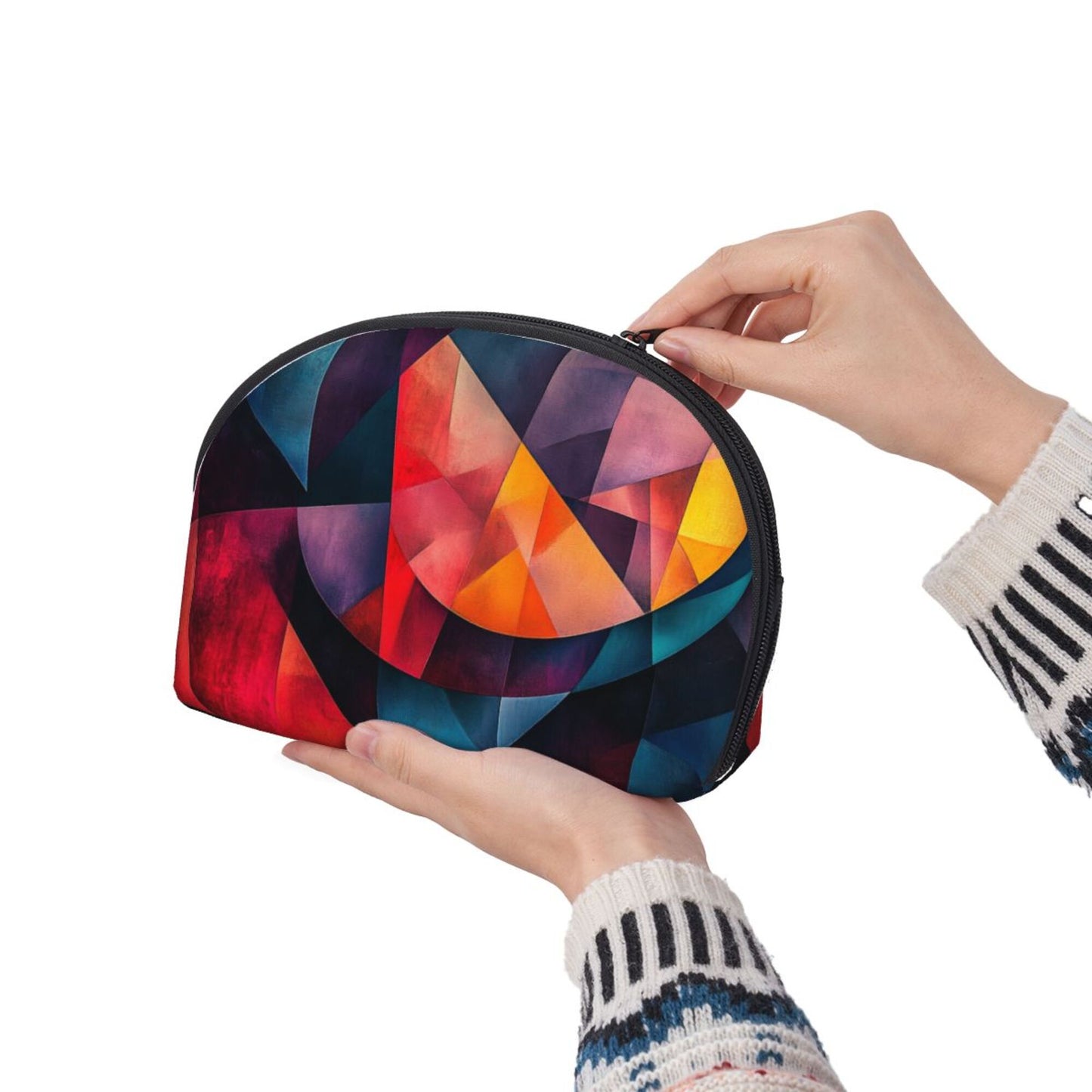 Geometric Color Block Makeup Bag Set｜Modern Abstract Cosmetic Organizer Duo｜Waterproof Travel Toiletry Pouches