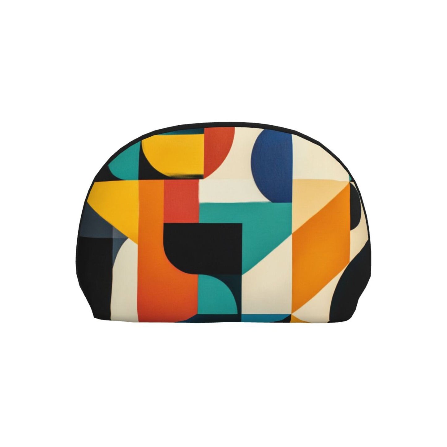 Color Block Geometric Makeup Bag Set｜Modern Abstract Travel Cosmetic Pouches｜Water-Resistant Double Organizer Bags