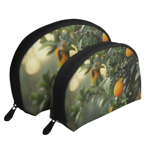 Citrus Orchard Makeup Bag Set｜Nature-Inspired Travel Pouches｜Water-Resistant Cosmetic Organizer Duo