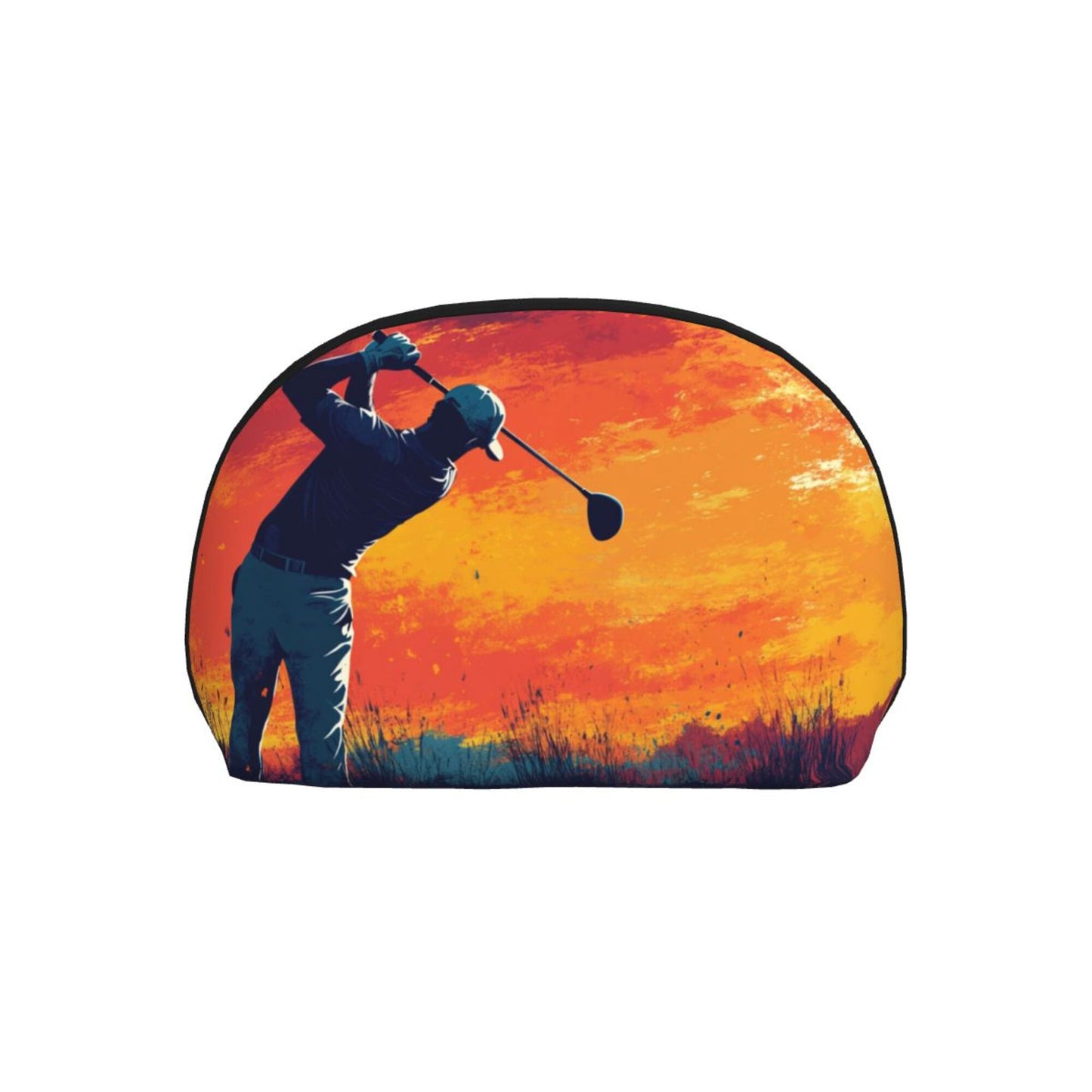 Sunset Golf Silhouette Cosmetic Bag Set｜Sporty Travel Pouches for Men & Women｜Water-Resistant Organizer Duo